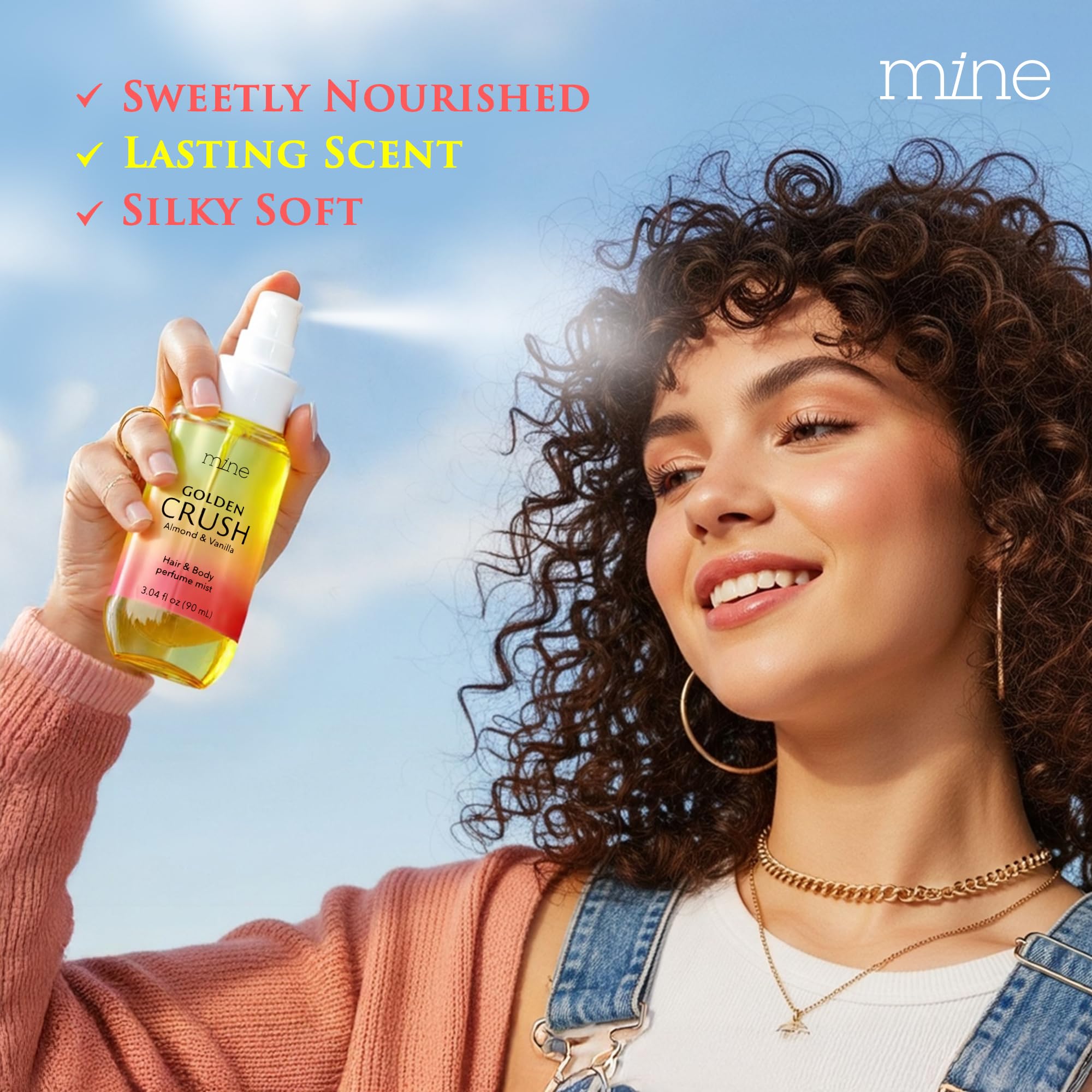 Mine Hair Perfume packaging highlights clean formula free from parabens