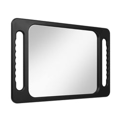 Mineloff drop-proof hand mirror with double handle offers a wide viewing area for salons.