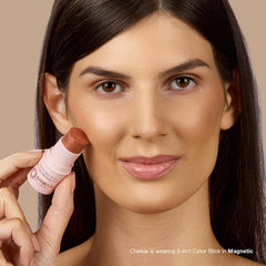 Mineral Fusion cheek blush application demonstrates natural flush on skin.