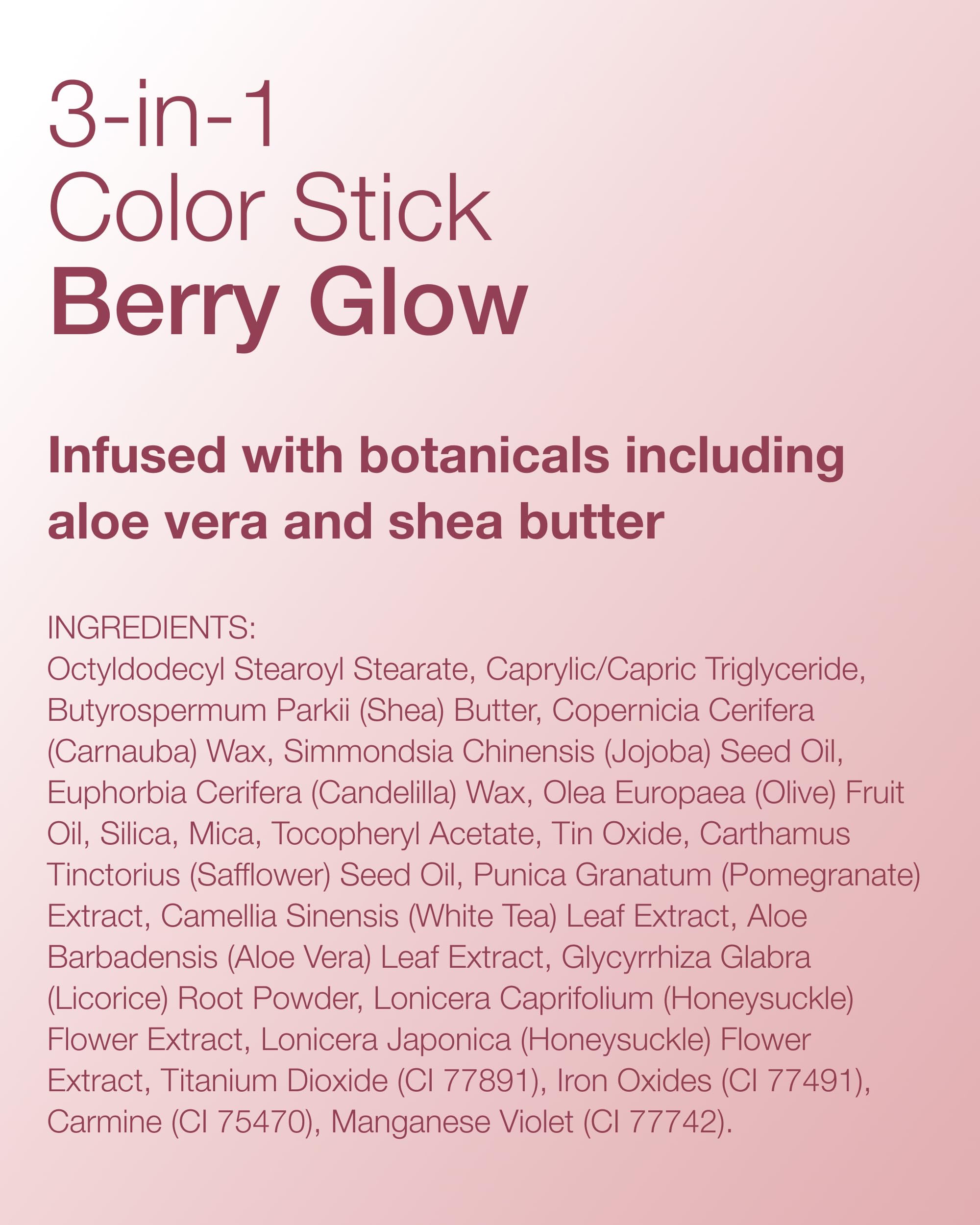 Mineral Fusion Color Stick Berry Glow product image on display hints multitasking beauty essential