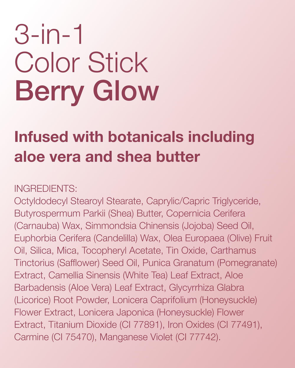 Mineral Fusion Color Stick Berry Glow product image on display hints multitasking beauty essential