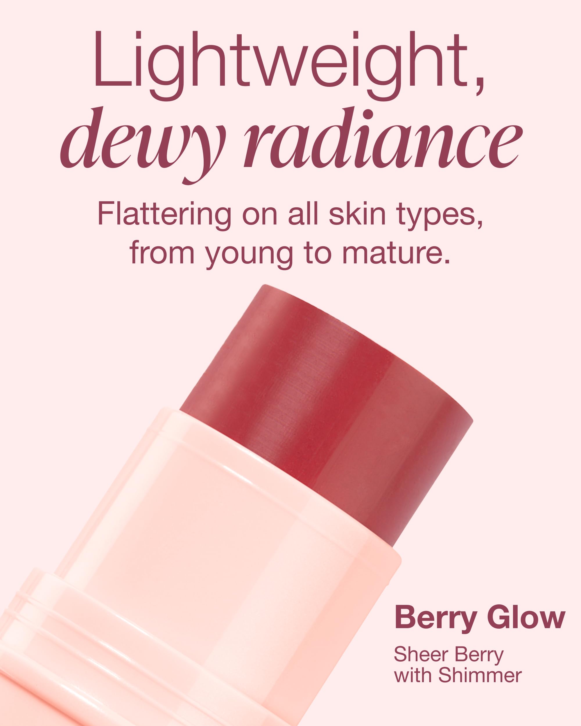 Mineral Fusion Color Stick Berry Glow lip application provides seamless tint and hydration