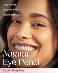 Mineral Fusion Eye Pencil Navy Azure swatch on skin reveals rich, buildable color