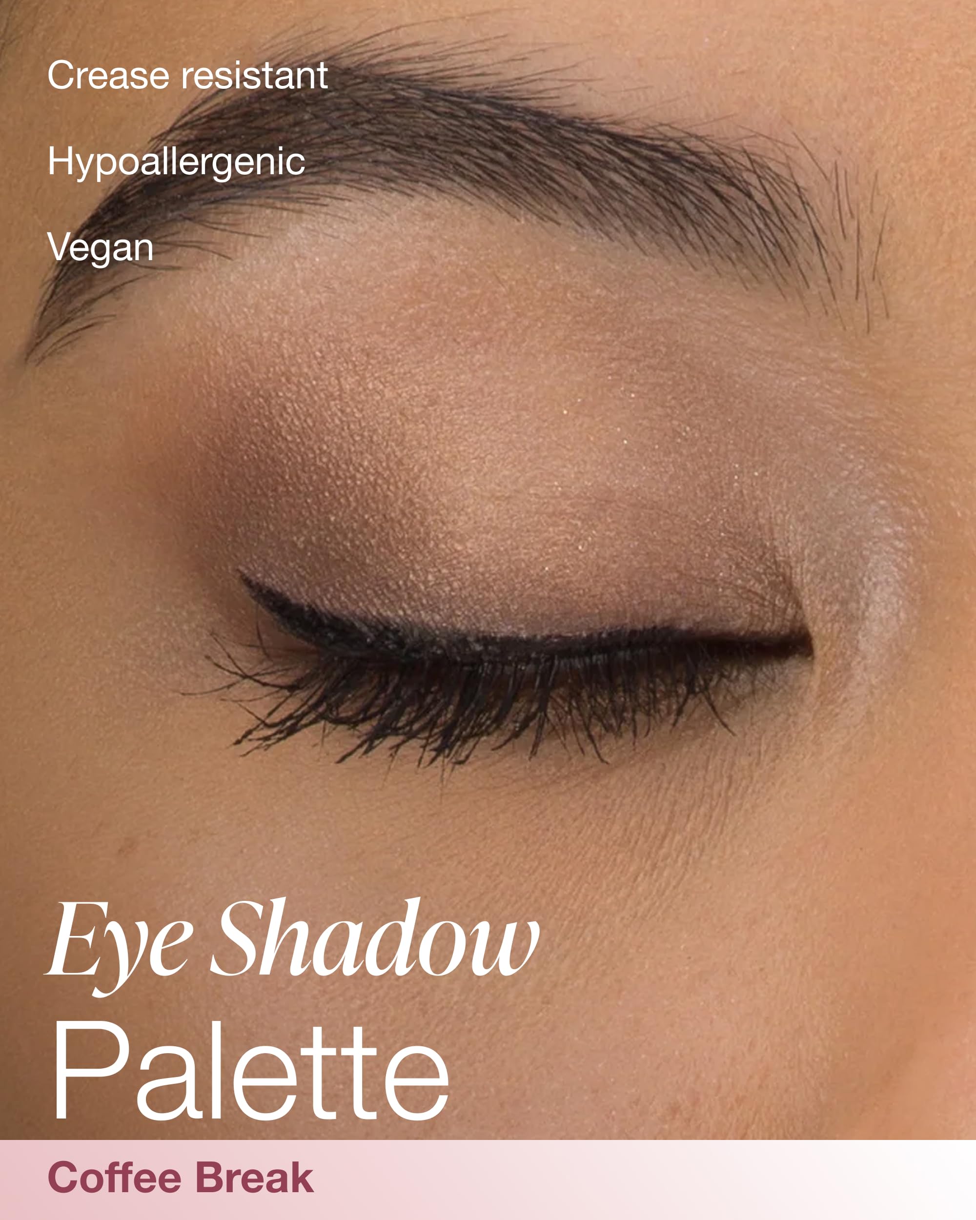 Mineral Fusion Eyeshadow Palette Coffee Break nude swatches show buildable warmth for natural looks