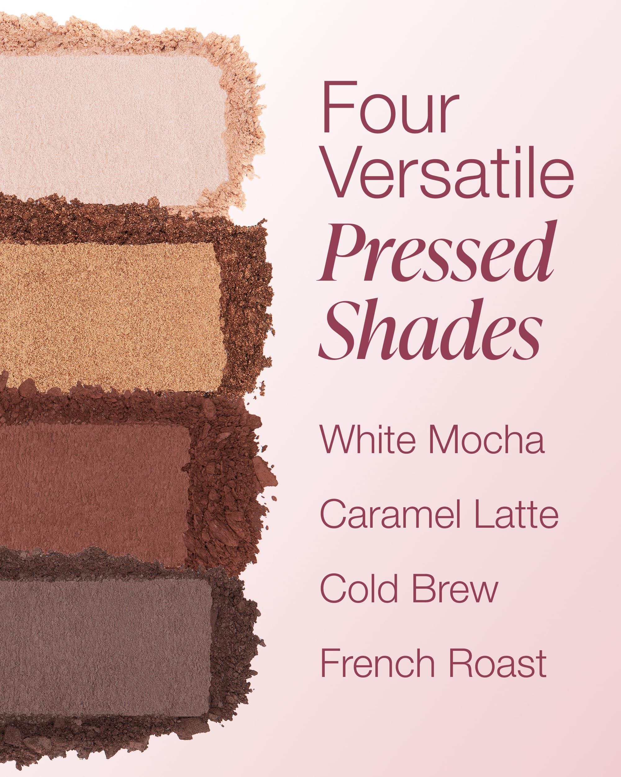 Mineral Fusion Eyeshadow Palette Coffee Break shimmer shade adds radiant highlight and dimension