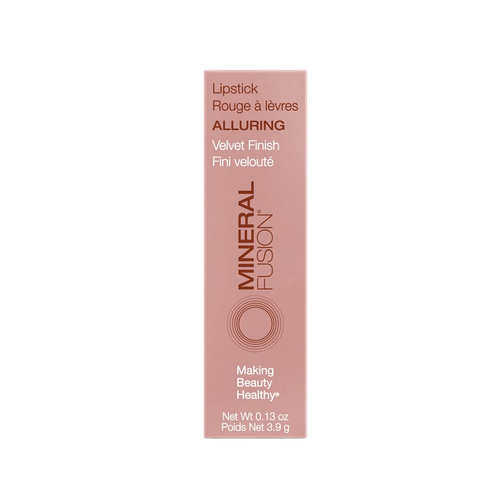 Mineral Fusion Lipstick Alluring application demonstrates smooth, long-lasting wear with conditioning botanicals.