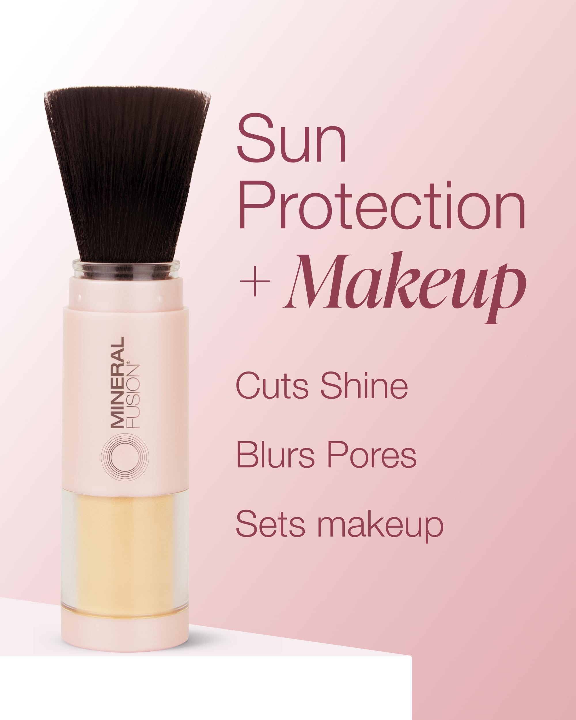 Mineral Fusion matte-finish powder on the face creating a natural, non-shiny look.