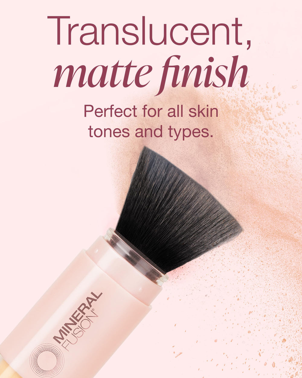 Mineral Fusion micronized mineral blend shown on sensitive skin for a seamless look.