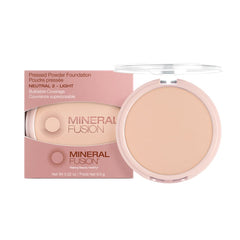 Mineral Fusion pressed powder foundation compact closeup with neutral shade and silky finish