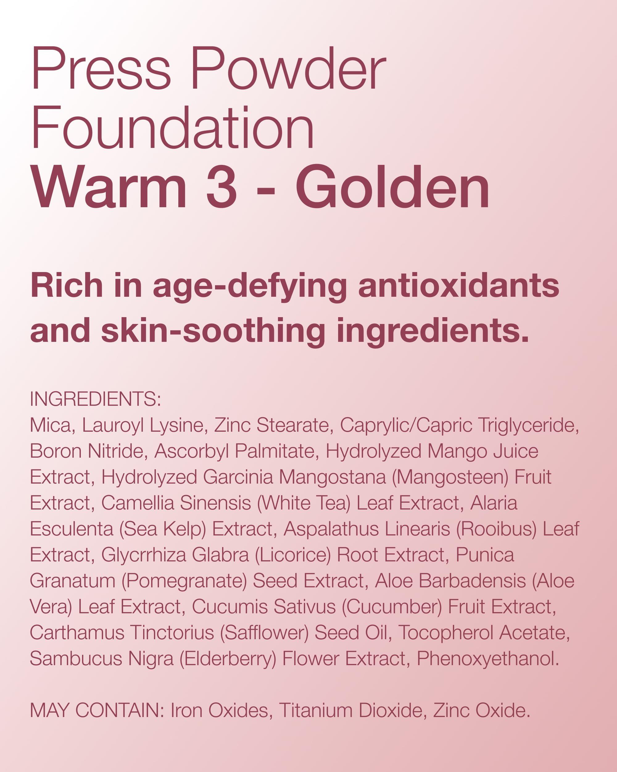 Mineral Fusion pressed powder foundation vitamin C E skin-nourishing care in daily use.