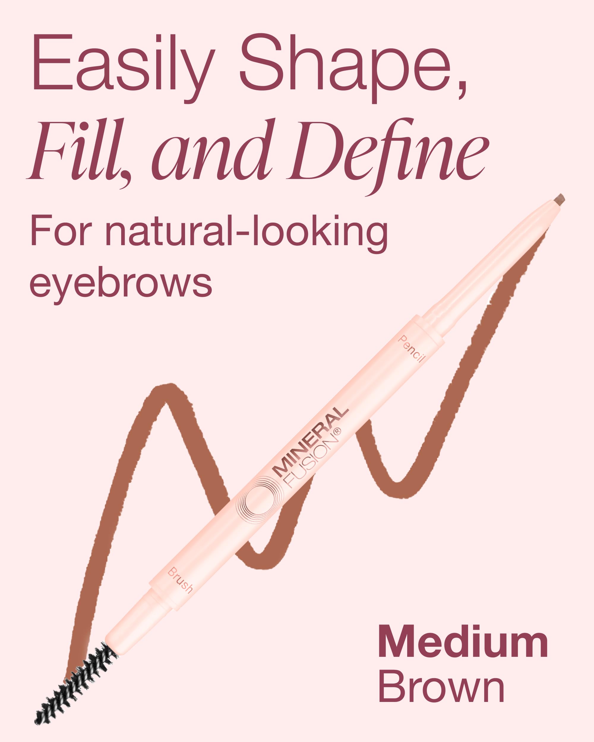Mineral Fusion retractable brow pencil angled tip closeup for precise hair-like strokes