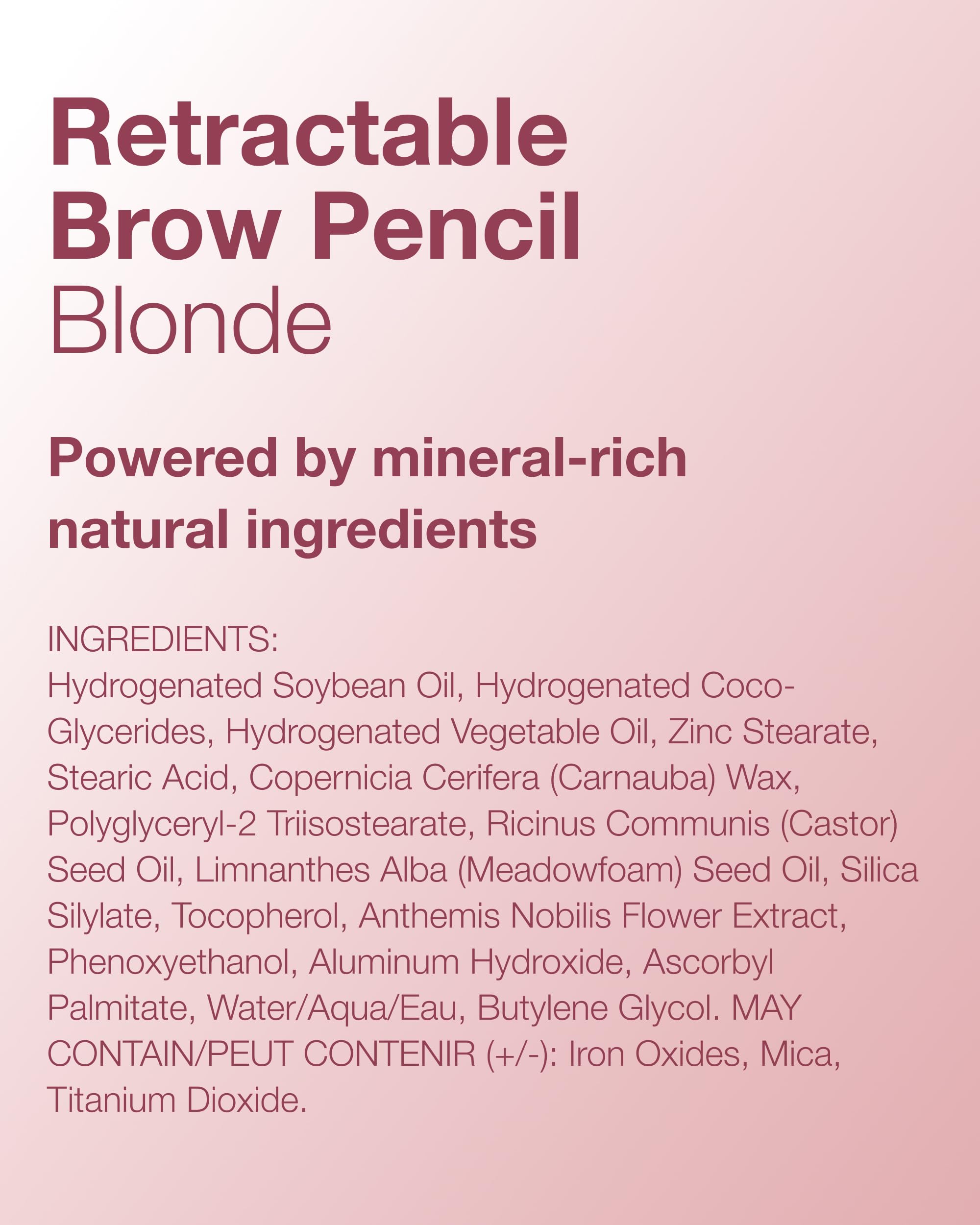 Mineral Fusion retractable brow pencil Blonde packaging compact for on-the-go touch-ups