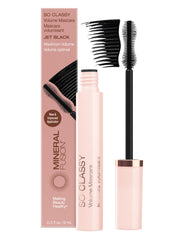 Mineral Fusion So Classy Volume Mascara Black bottle close-up shows voluminous lashes