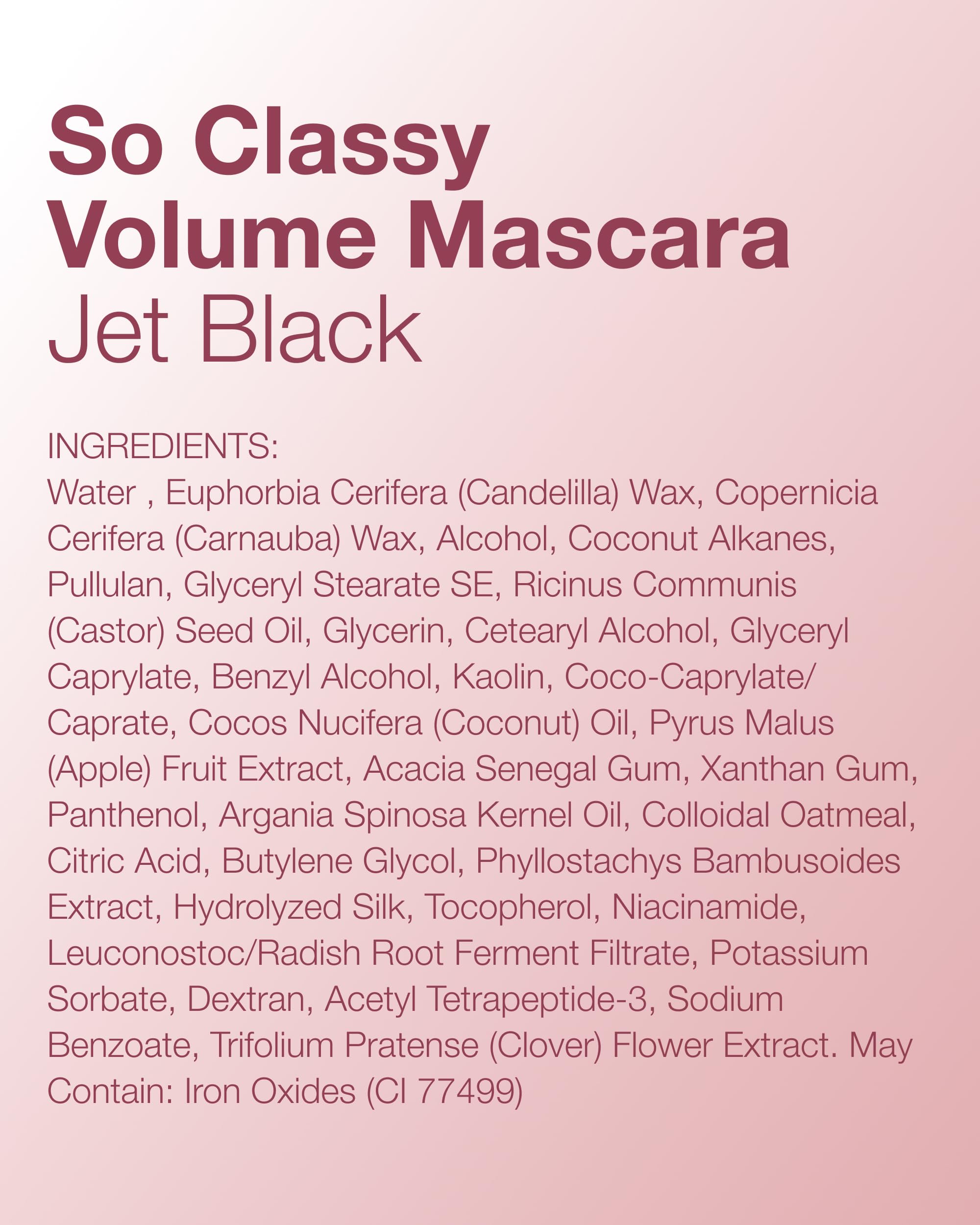 Mineral Fusion So Classy Volume Mascara Black offers smudge-proof wear all day