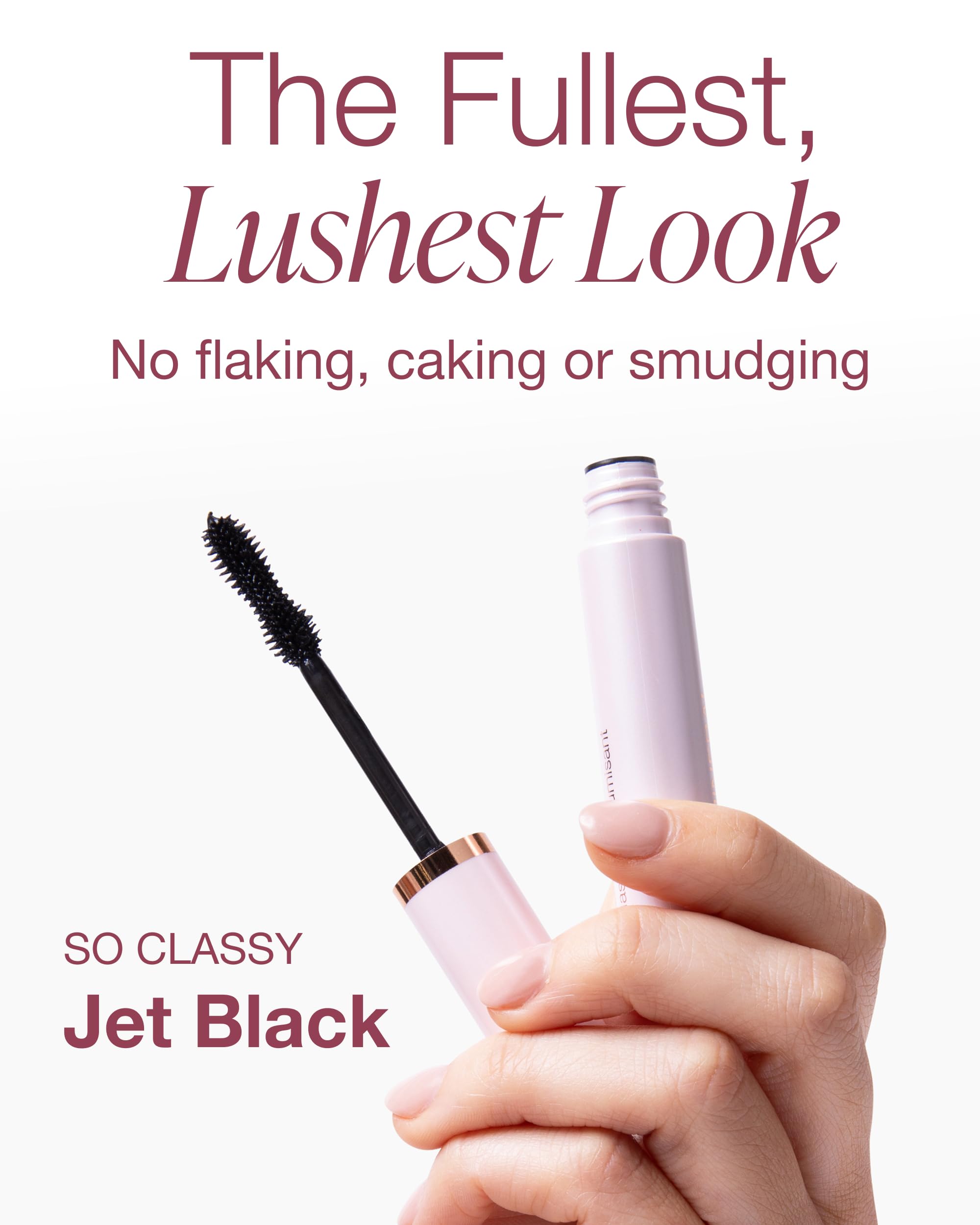 Mineral Fusion So Classy Volume Mascara Black wand during application for lift