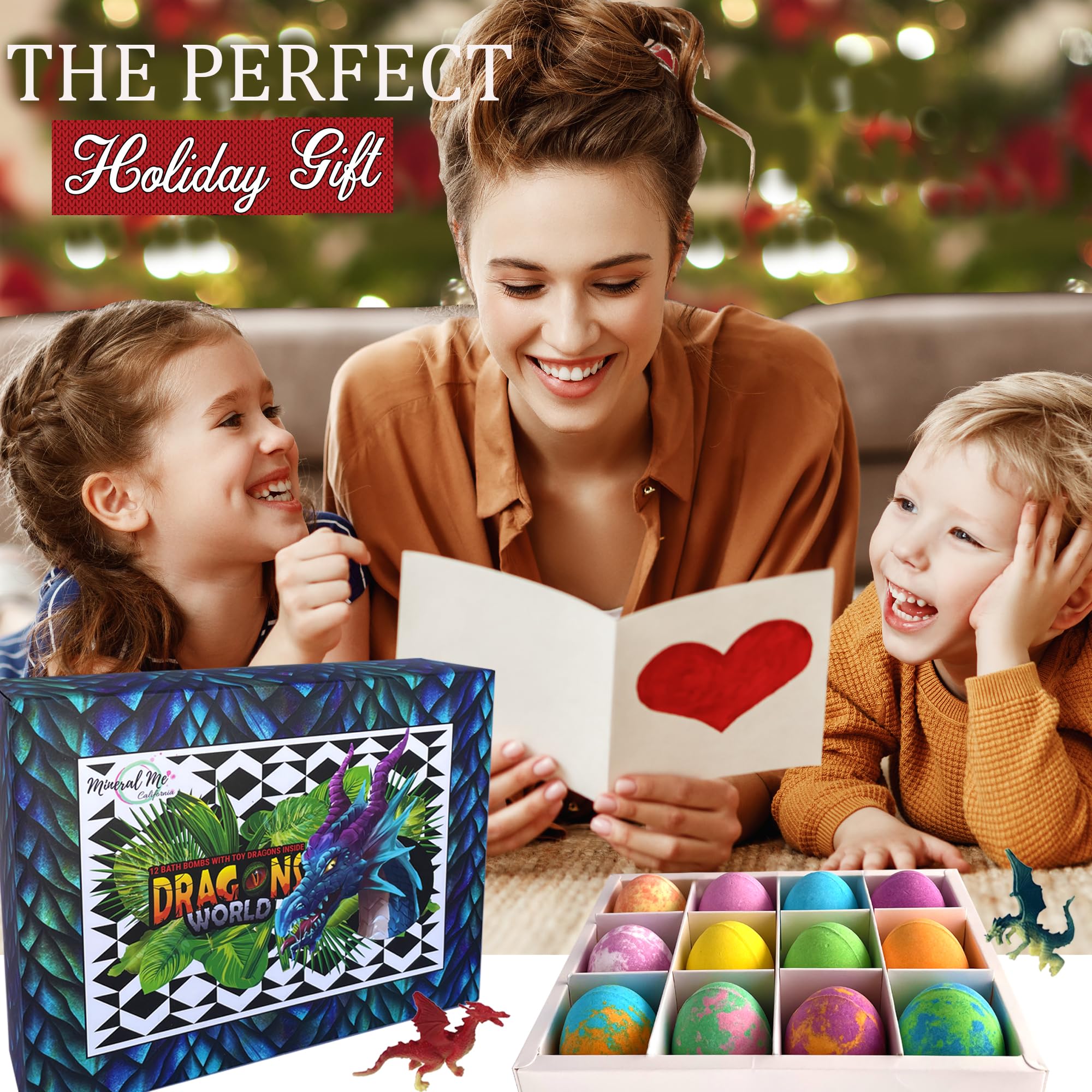 Mineral Me California bath bombs create colorful water and rainbow bubbles for kids.