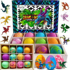 Mineral Me California bath bombs reveal dragon egg inside for kids' bath time fun.