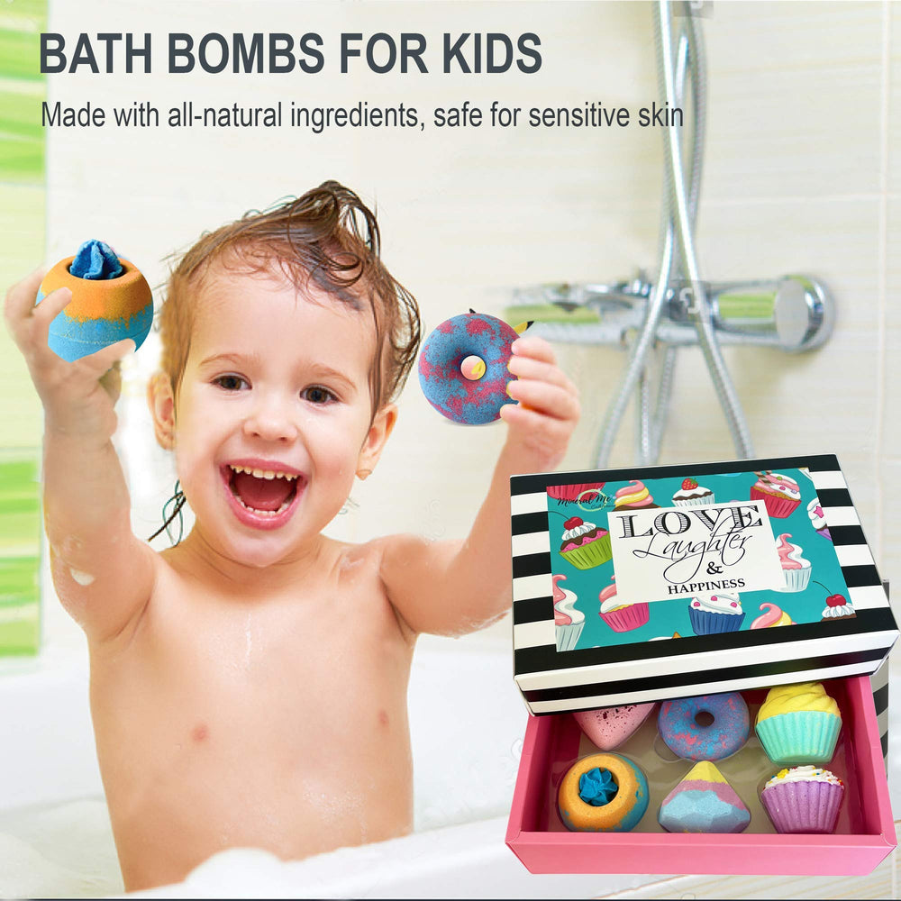 Mineral Me California bath bombs gift set organic-shea-butter provides skin-softening moisture during baths