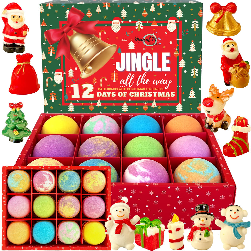 Mineral Me California Christmas bath bombs unwrapped packaging for easy gift-giving