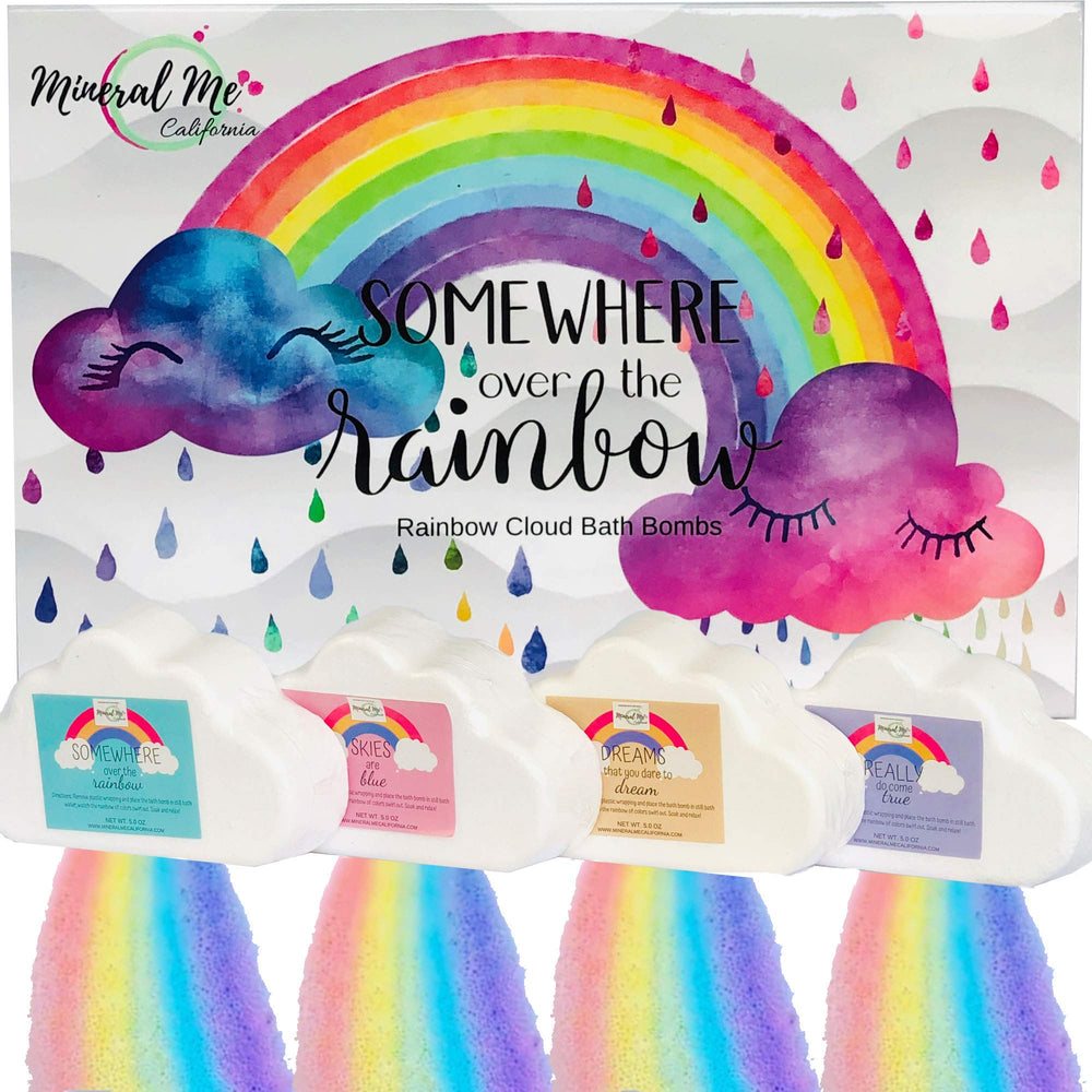 Mineral Me California Rainbow Cloud BathBomb gift set ideal for valentines, easter, or birthdays.