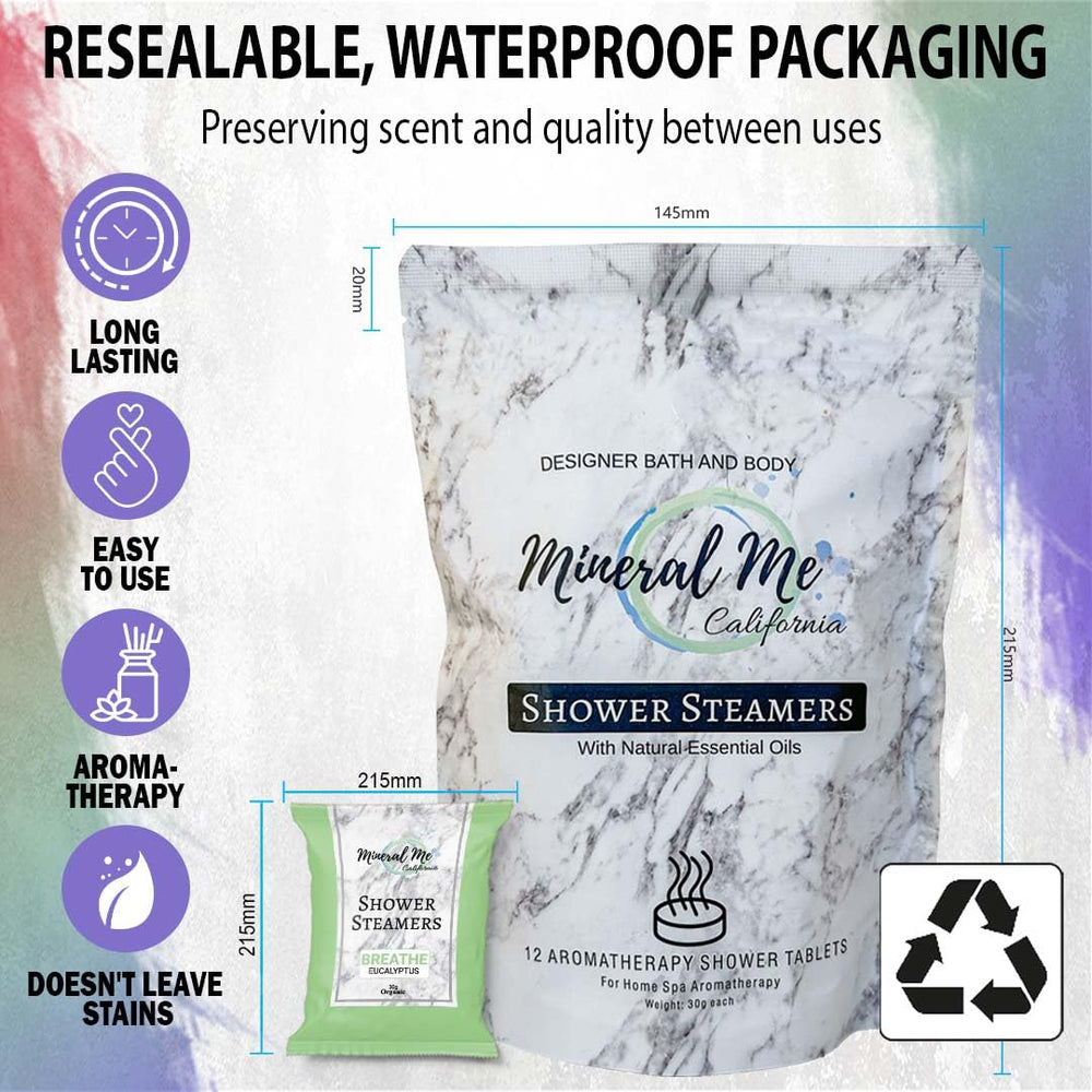 Mineral Me California mint shower steamer provides cooling aromatherapy during showers.