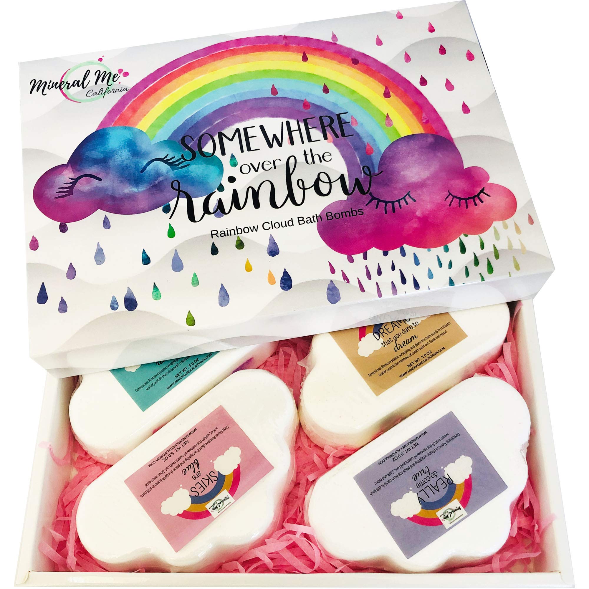 Mineral Me California Rainbow Cloud BathBomb unicorn gift pack offers imaginative bath time fun.