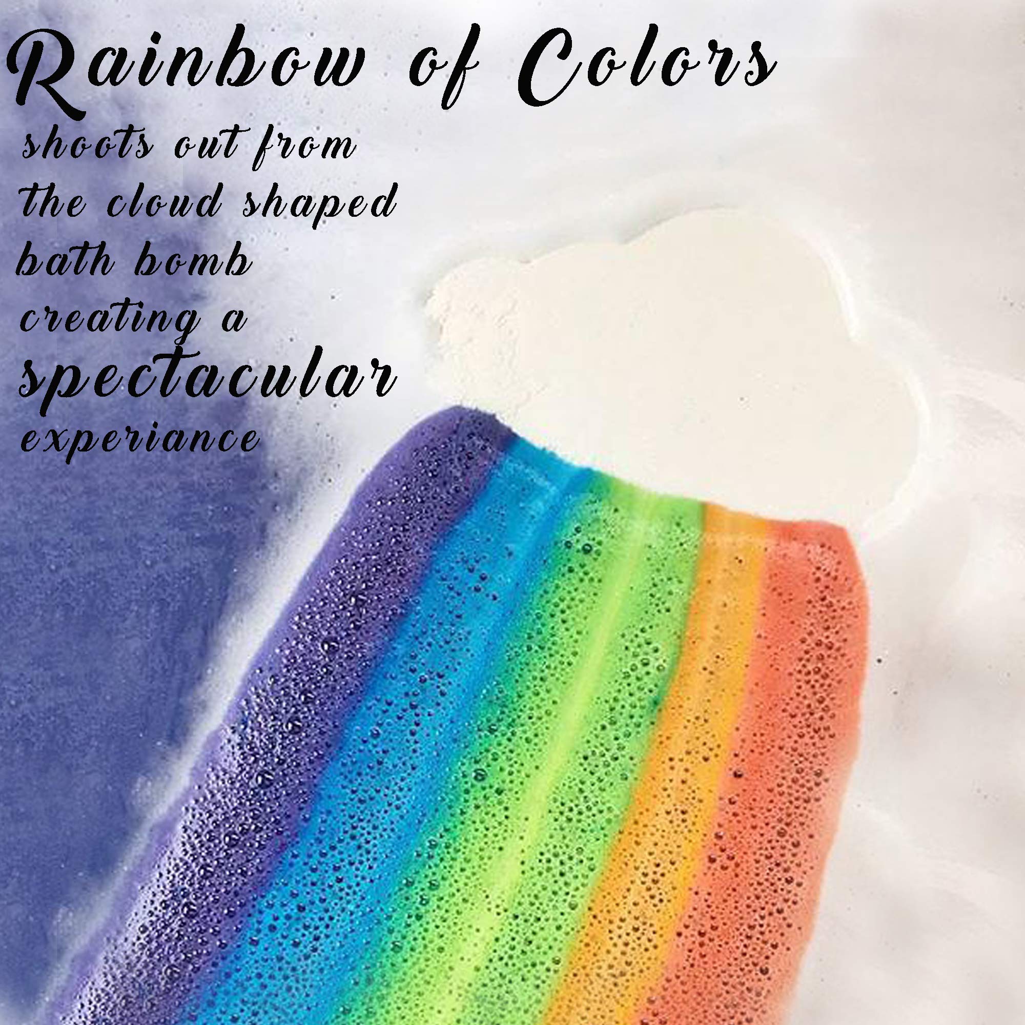 Mineral Me California Rainbow Cloud BathBomb rainbow color dissolves cleanly without staining.