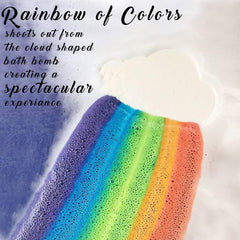 Mineral Me California Rainbow Cloud BathBomb rainbow color dissolves cleanly without staining.