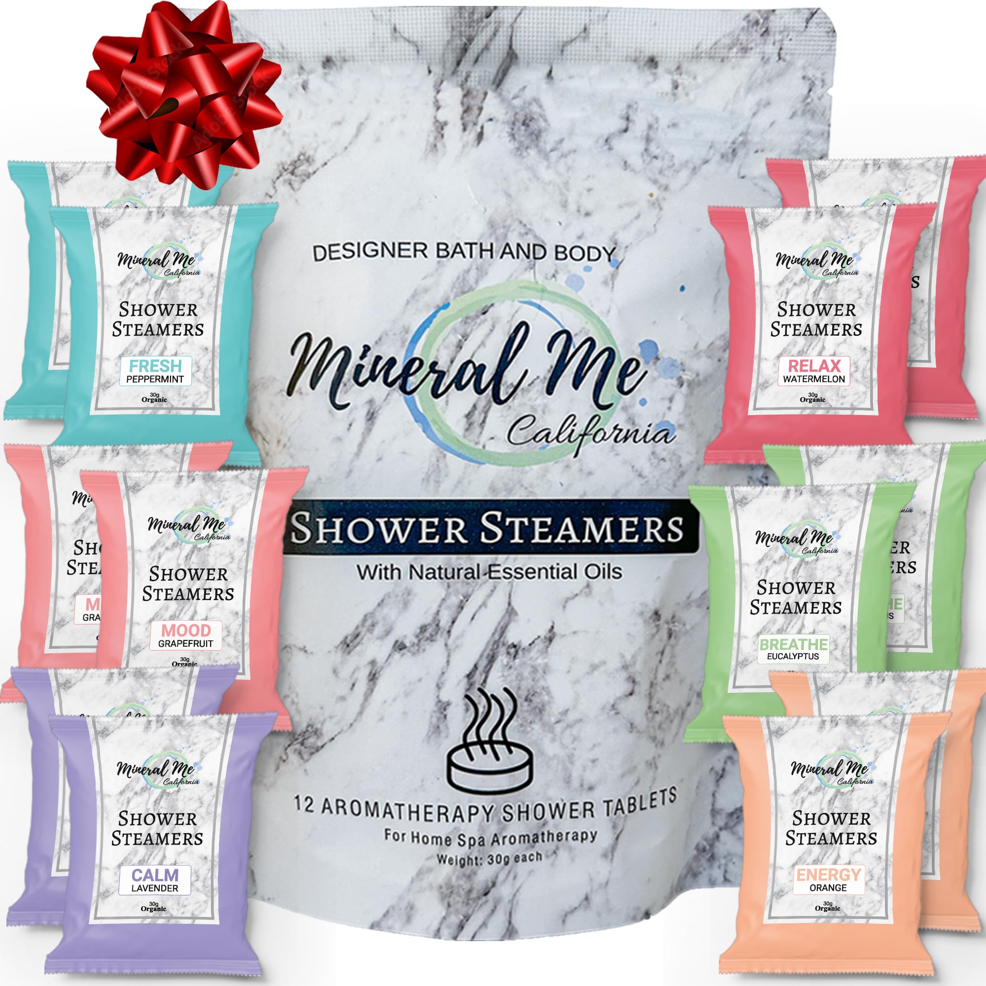 Mineral Me California shower steamers gift box for thoughtful self-care gifts.