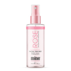 MINETAN BODY.SKIN Rose Face Tan Mist bottle offers gradual tan with hydrating rosewater for a natural glow.