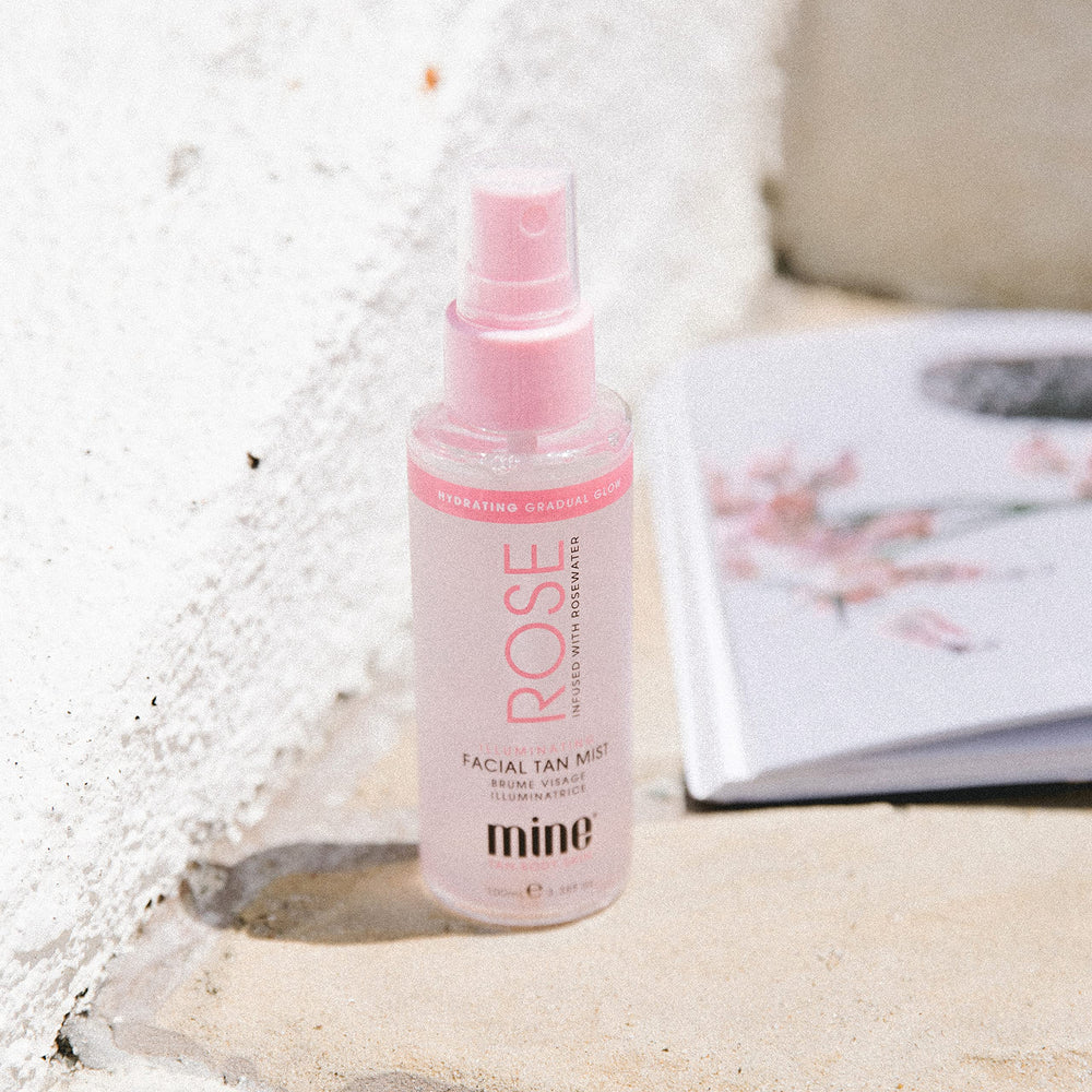 MINETAN ROSE FACE TAN MIST delivers a radiant golden finish without heavy shimmer.