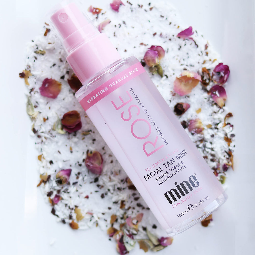 MINETAN ROSE FACE TAN MIST spray evenly coats skin for a light daily glow.