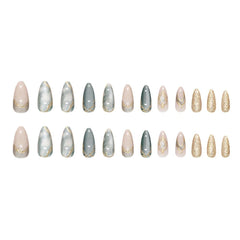 Uñas MINGCHUN ojo de gato, almendra corta, durabilidad flexible para varios días.