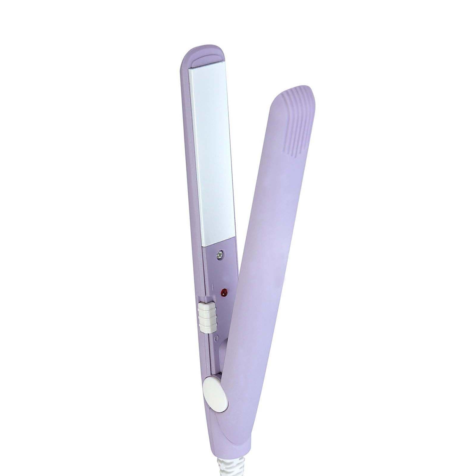 Mini Hair Straightener Purple 1m cord offers flexible styling options.