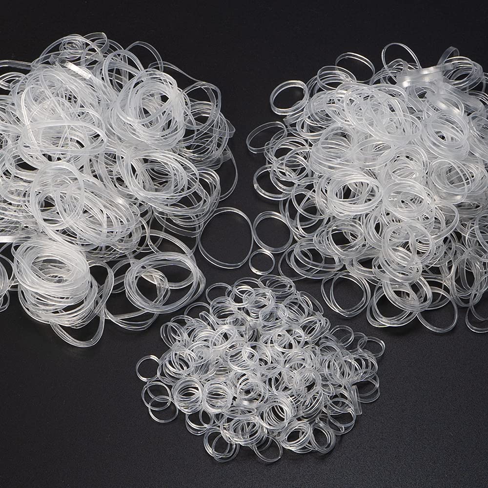 Minihope clear braid bands closeup showing soft, durable elasticity for everyday styling.