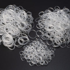 Minihope clear braid bands closeup showing soft, durable elasticity for everyday styling.