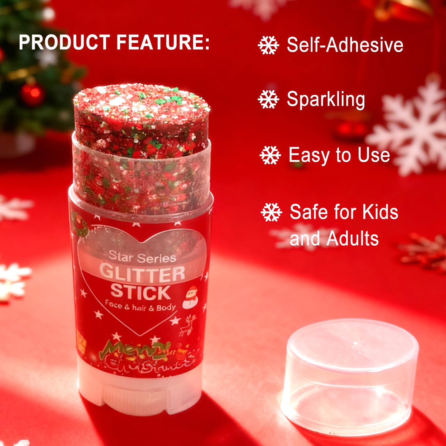 Miniling glitter stick body shine on collarbone for holiday glow