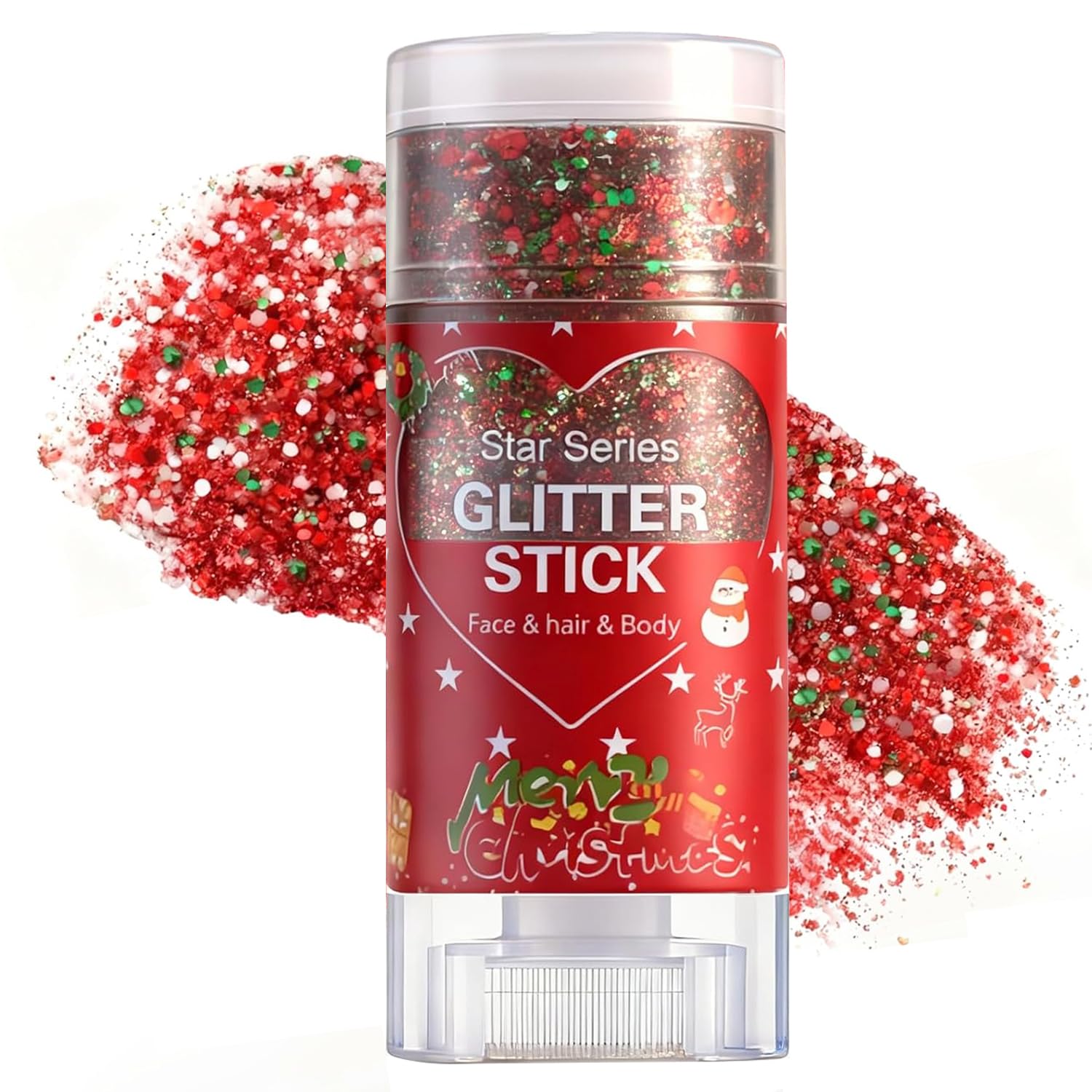 Miniling red-green-white glitter stick packaging shows festive holiday product