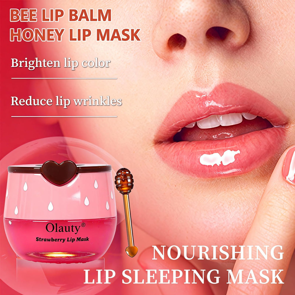 Miniling Sleep Lip Mask honey pot with sticks demonstrates convenient overnight lip nourishment.