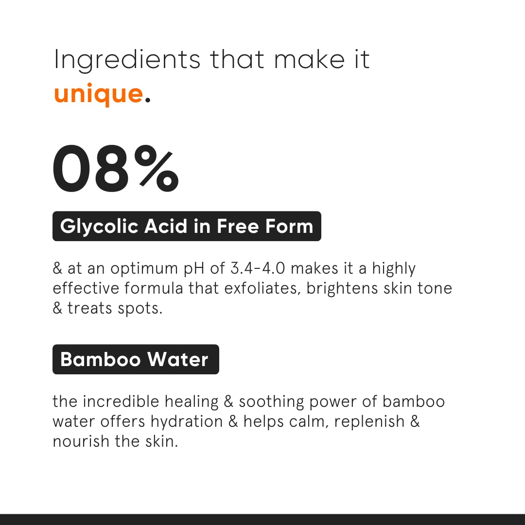 Minimalist 8% Glycolic Toner on face application for easy nighttime exfoliation.