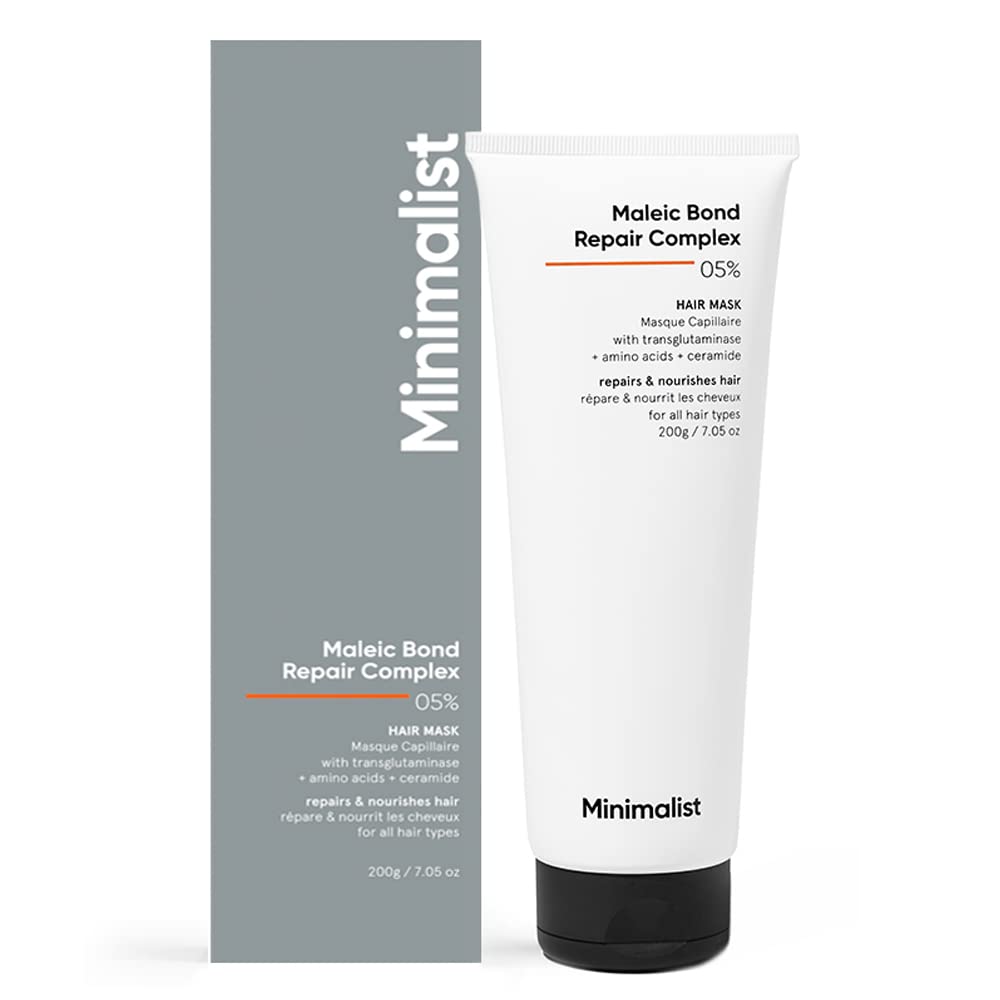 Minimalist Hair Mask bottle front highlighting bond repair for damaged hair