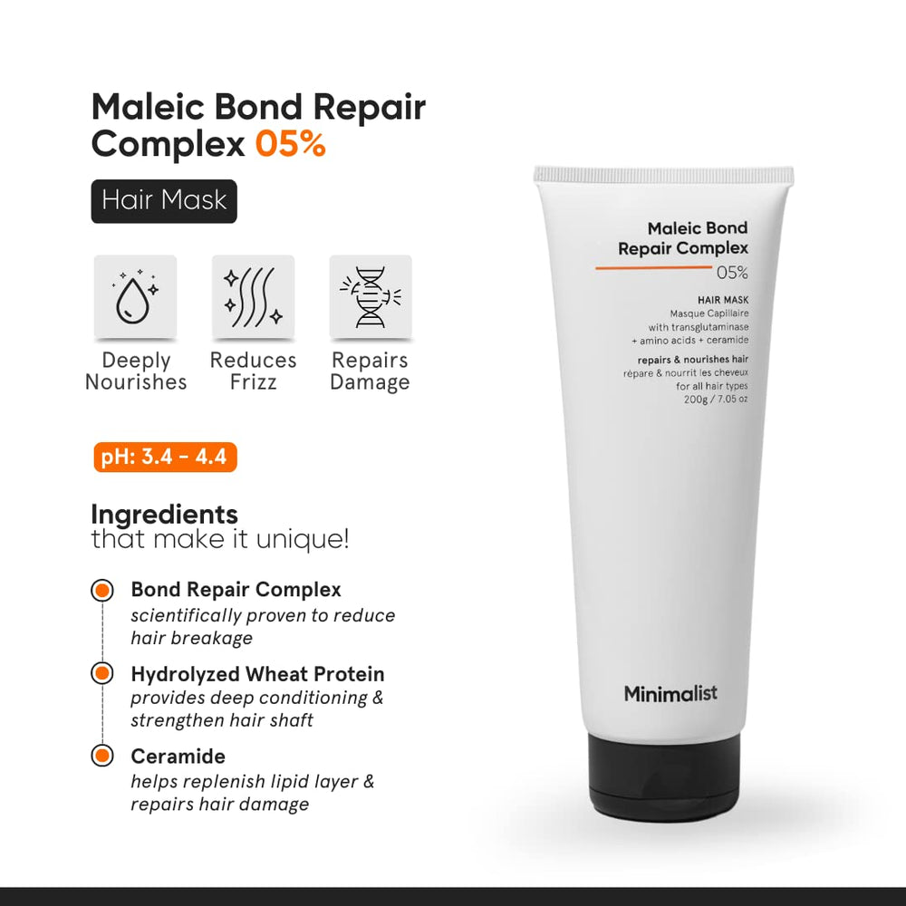 Minimalist Hair Mask packaging closeup showing clean, fragrance-free formula