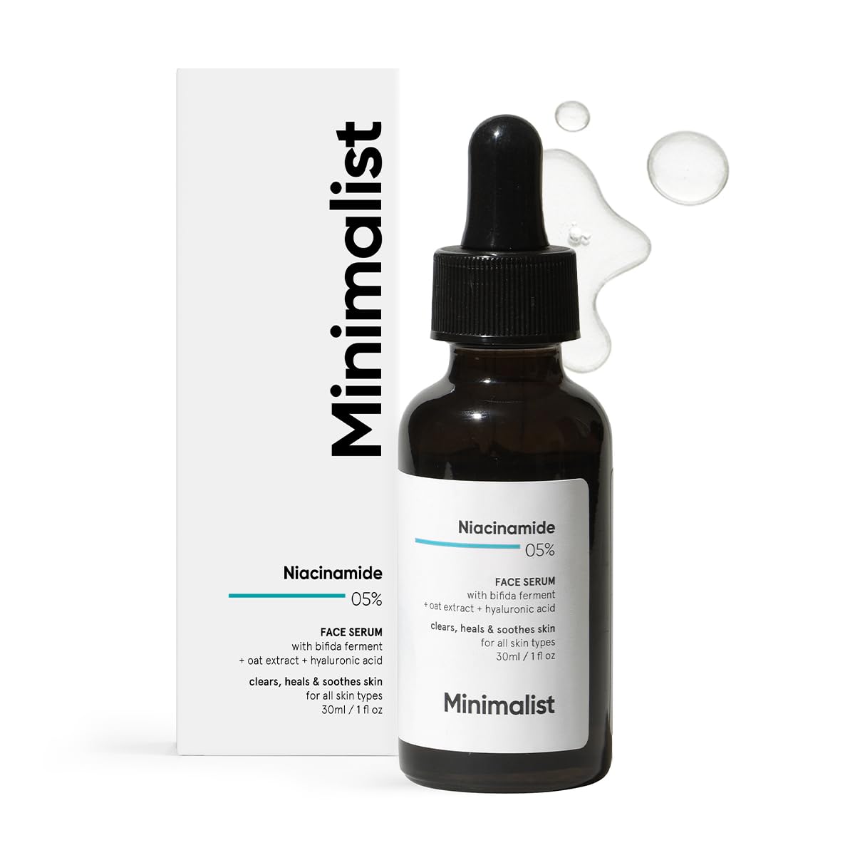 Minimalist Niacinamide Serum bottle pump for clear, glowing skin