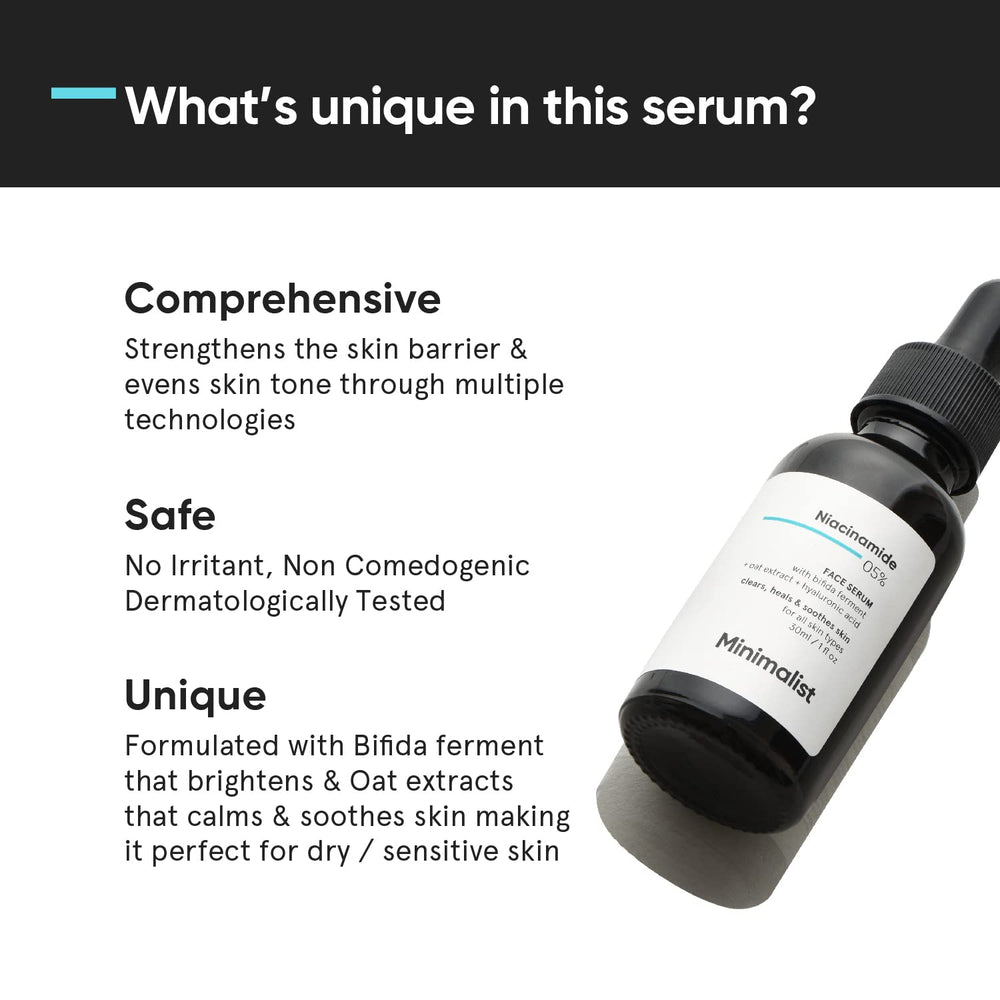 Minimalist Niacinamide Serum texture closeup reveals lightweight, fast-absorbing formula