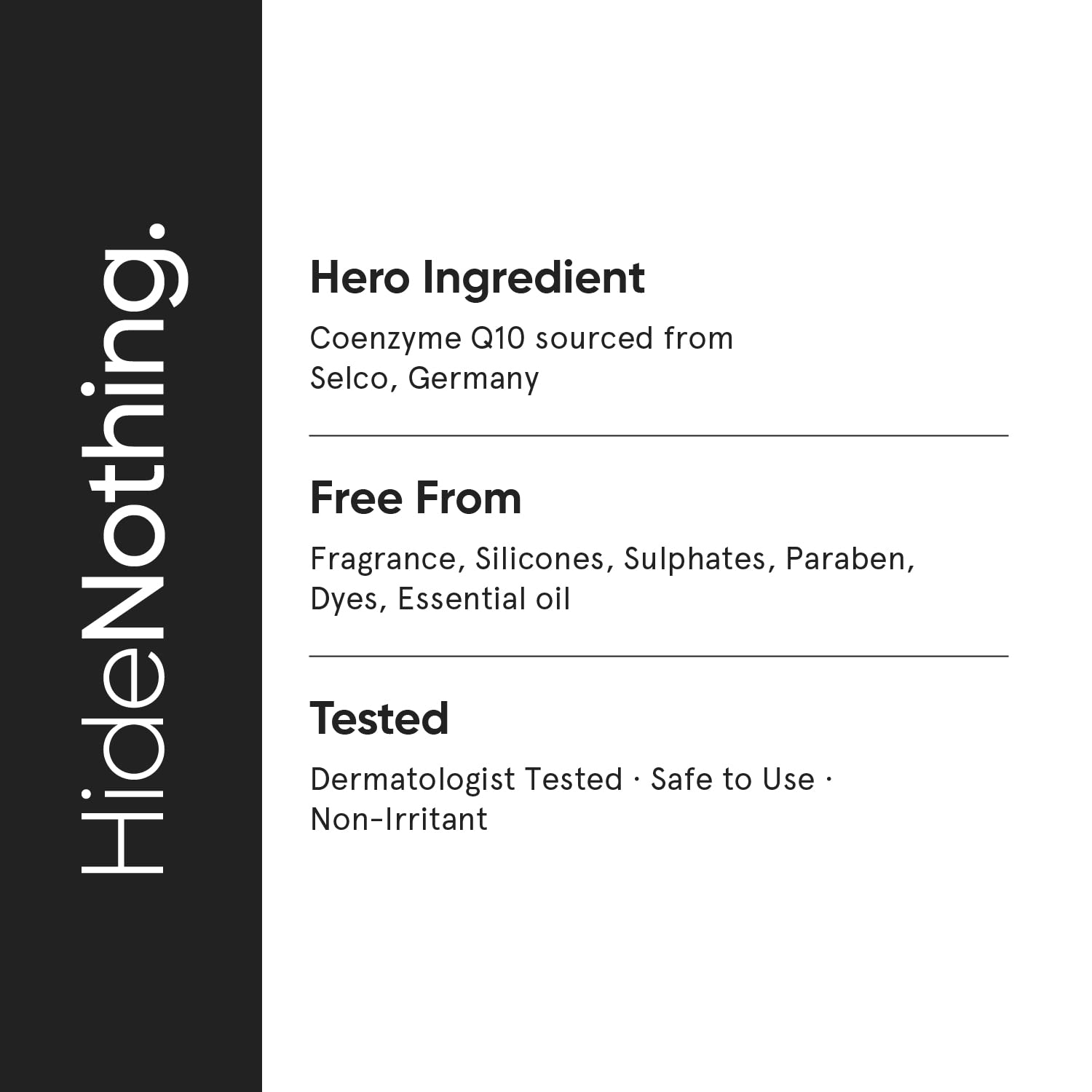 Minimalist serum on skin tone backdrop signals suitability for all skin types.