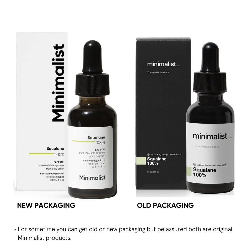 Minimalist Squalane hypoallergenic label demonstrates clean beauty suitable for sensitive skin.