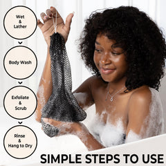 MINISENTIALS African Net Sponge back-scrub action helps cleanse hard-to-reach areas