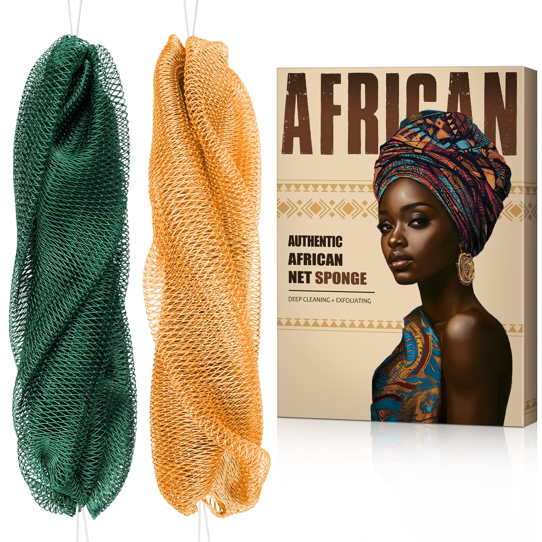 MINISENTIALS African Net Sponge with Knots for back scrubbing and exfoliation
