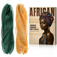 MINISENTIALS African Net Sponge with Knots for back scrubbing and exfoliation