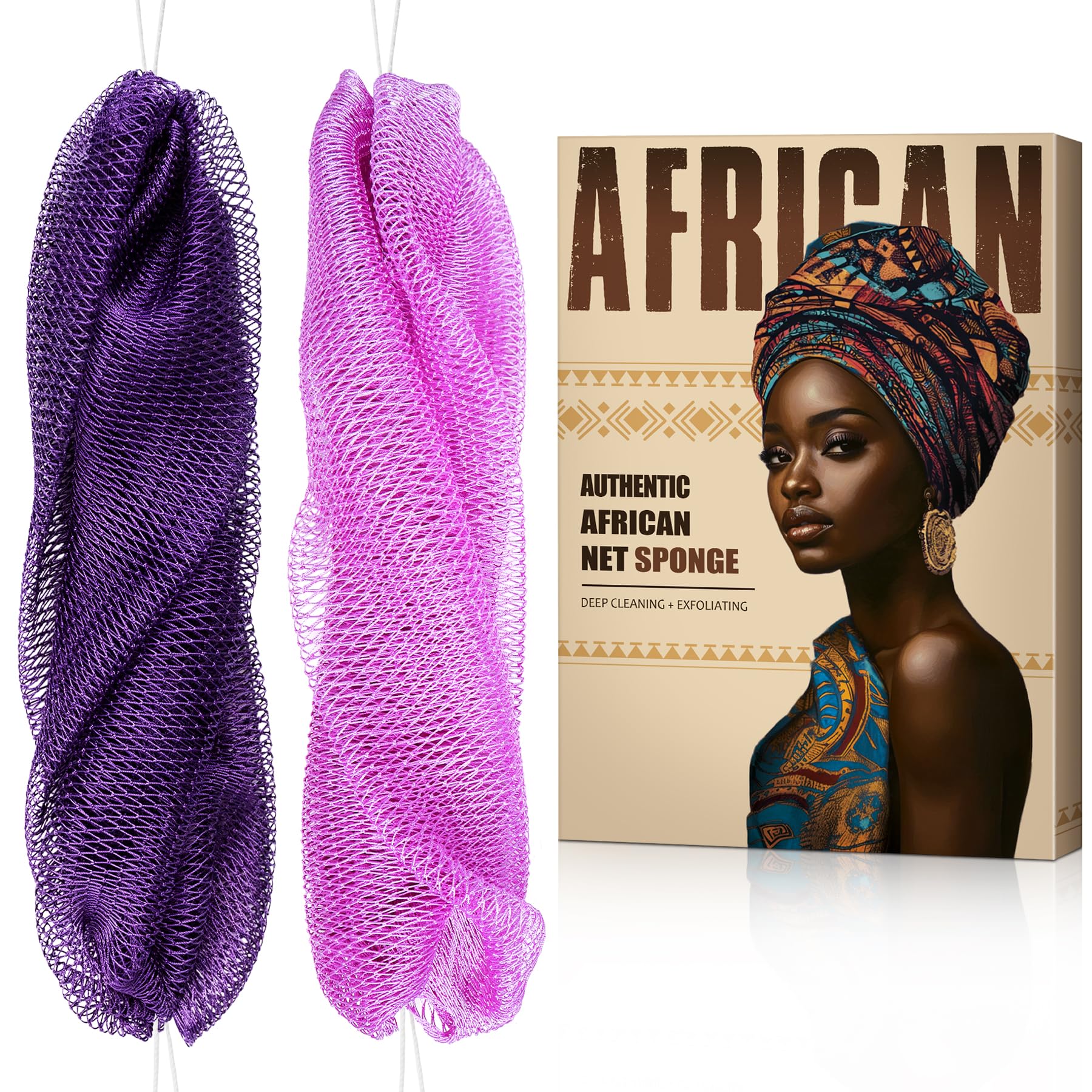 MINISENTIALS African Net Sponge back scrubber for thorough exfoliation and back reach